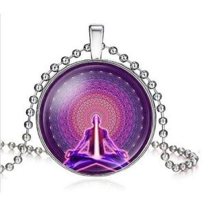 Náhrdelník Mandala fialová symbol meditace